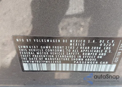 2023 Volkswagen Jetta 1.5T Se from USA, damaged, VIN 3VW7M7BU7PM022450